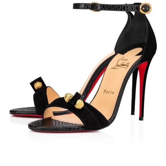 Christian Louboutin Stanisandal 100 (Suede & Lizard-effect)